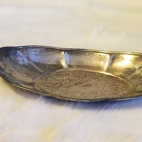 National Other - National Silver on Copper Tray, #1023, Ornate Vtg